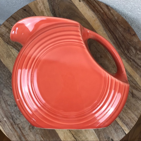 Retro l 1996 Homer Laughlin Fiesta 60 Anniversary Retired Persimmon Disk Pitcher - Picture 9 of 14
